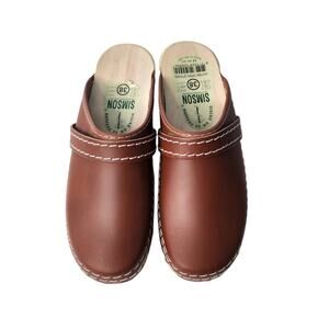 Simson Dutch Leather Wood Orthopedic Clogs Women's Size 38 EU Made In Holland